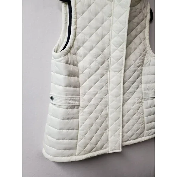 Tommy Hilfiger Women's Ivory Off-White Quilted Front Zip Lined Vest Size Medium - Picture 2 of 10